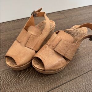 Women’s Kork-Ease Alex Tan Leather Wedge Sandals size 8
